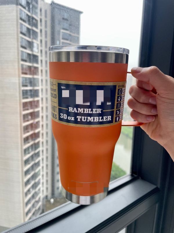 Yety Original 30 Ounces Stainless Steel Tumbler with Handle Custom Powder Coated 30oz Yetytumbler Cup Thermos with Logo Design