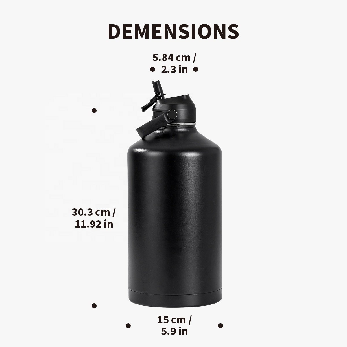 Triple insulated double vacuum jar with straw lid water bottle stainless steel drink water bottles