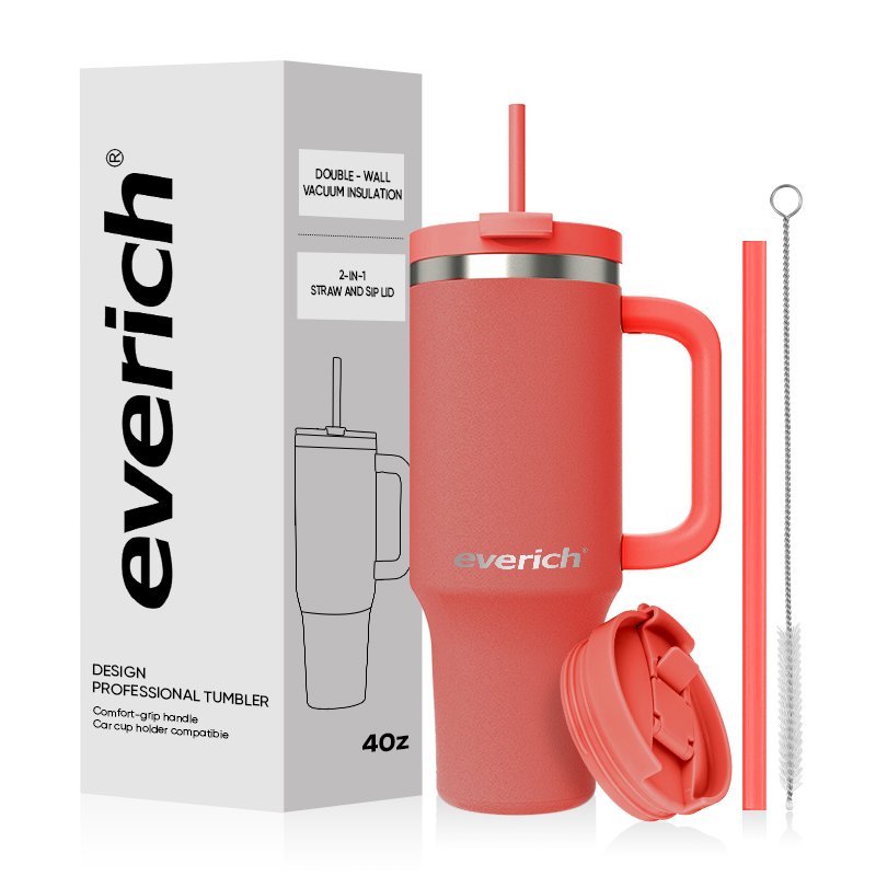40oz Insulated Tumbler with Handle and Straw 3 in 1 Sip-All-Way MagSlider Lid Double Walled Stainless Steel BPA Free Coffee Mug