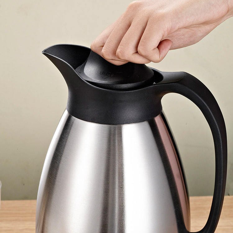 Restaurant Custom Logo Stainless Steel Coffee Pot Tea Milk Kettle Double Wall Insulated Metal Kettle Vacuum Flask With Handle
