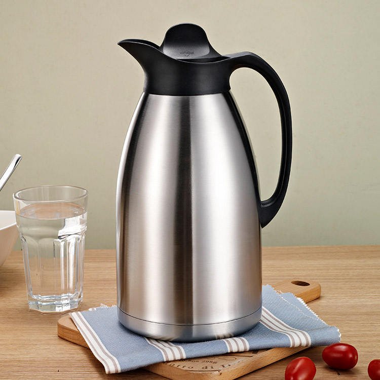 Restaurant Custom Logo Stainless Steel Coffee Pot Tea Milk Kettle Double Wall Insulated Metal Kettle Vacuum Flask With Handle