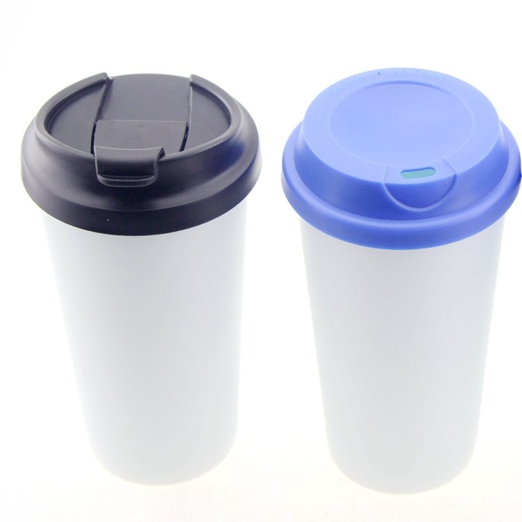 Eco-Friendly Feature Material double walled plastic coffee mugs travel mug with replaceable the lid