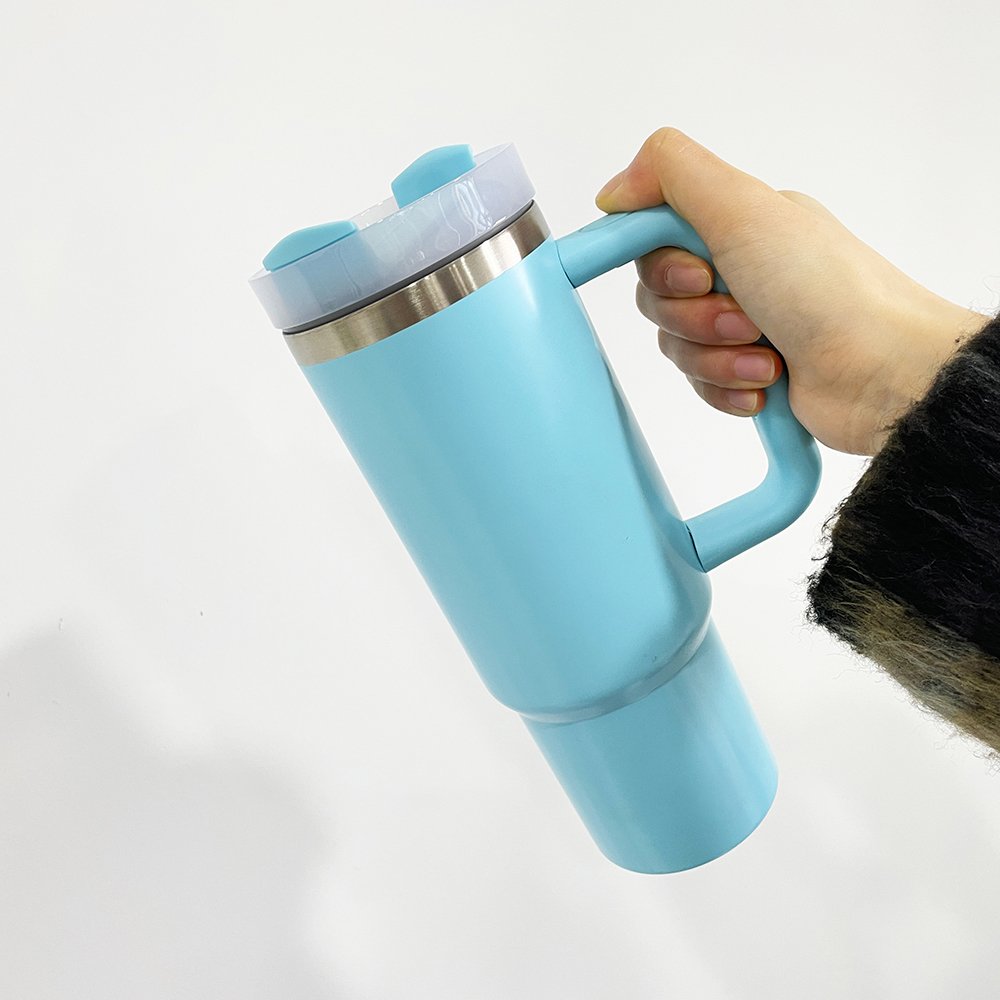 USA warehouse BPA free blank sublimation 30oz coffee mugs yellow blue pink macaron matt H2.0 30oz travel tumbler with handle
