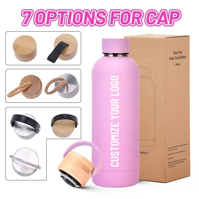 Low MOQ Factory Customized Vacuum Insulated Thermal Drink Bottle Black Double Wall Stainless Steel Water Bottle With Custom Logo