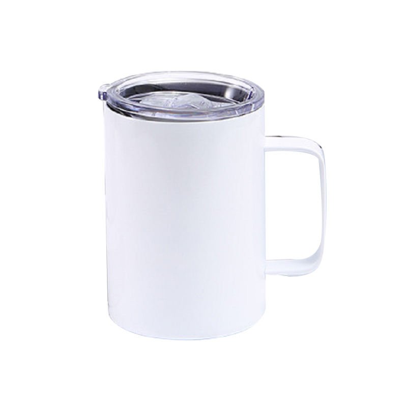 Double Wall Vacuum Travel cup Tumbler Handgrip Water Bottle 12oz Stainless Steel Mugs with Handle and Lid