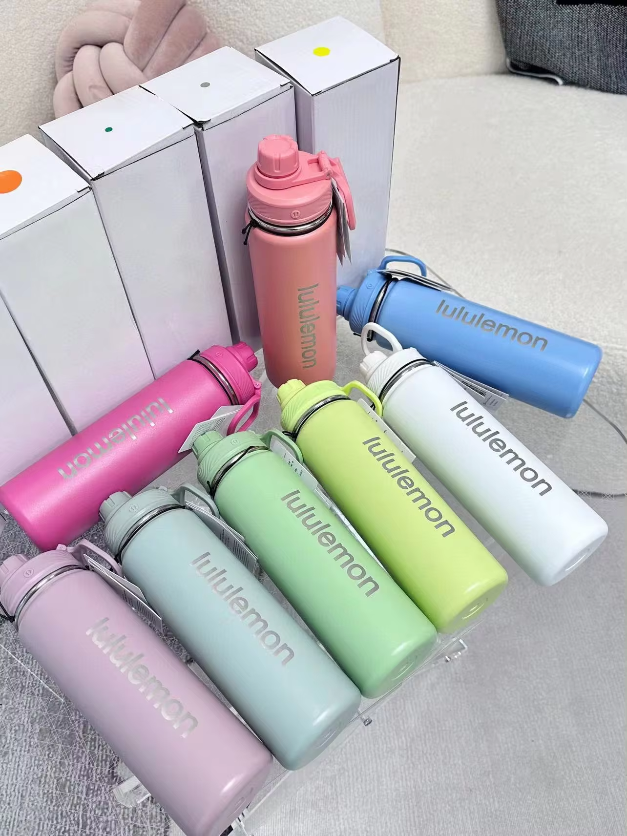 Outdoor Sports Kettle 710M Students Insulated Cold Water Cup Water Bottle Lululemonl Double -layer Stainless Steel Minimalist