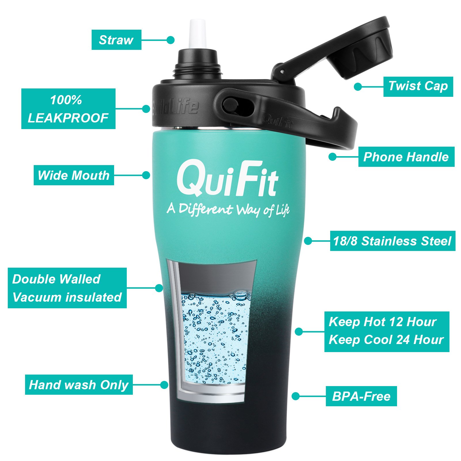 Custom 1oz 32 oz Colorful Double Wall Vacuum Flask outdoor Gym Sports Insulated Stainless Steel Water Bottles With Straw