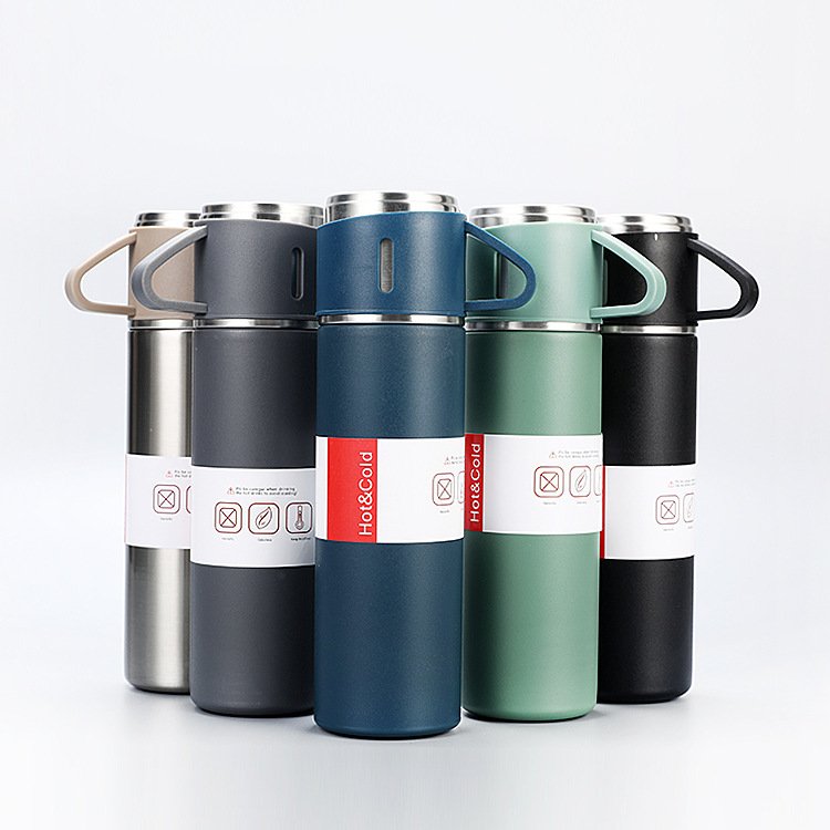 Double Wall Insulated Corporate Business Stainless Steel Vacuum Flask Thermos Mug Gift Set