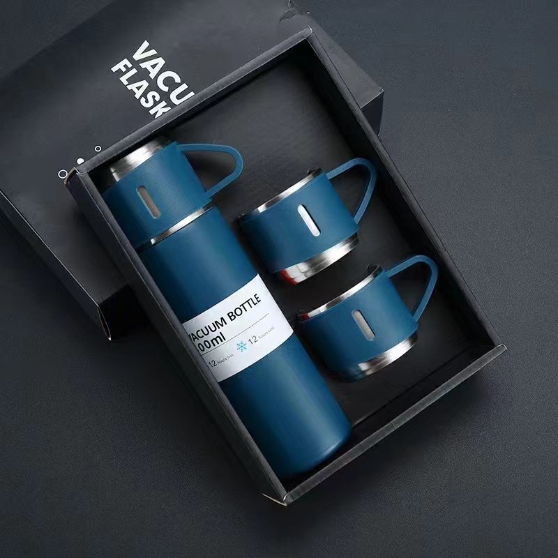 Double Wall Insulated Corporate Business Stainless Steel Vacuum Flask Thermos Mug Gift Set