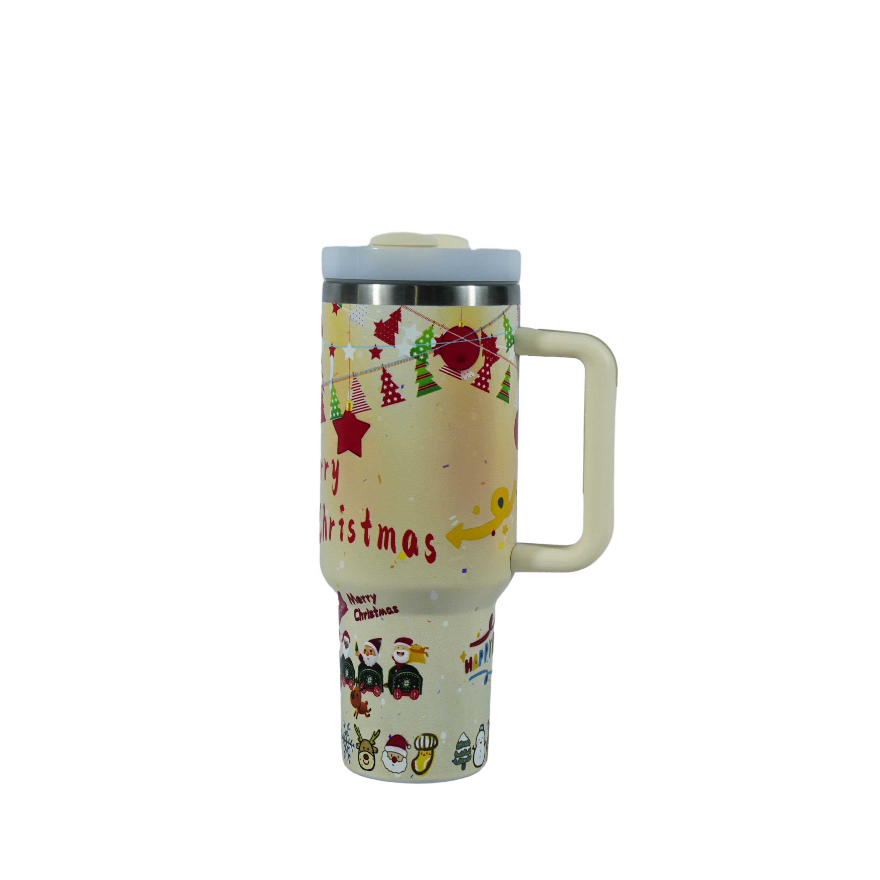 New Christmas tumbler 40oz with handle and straw stainless steel vacuum insulated coffee beer mug tumblers