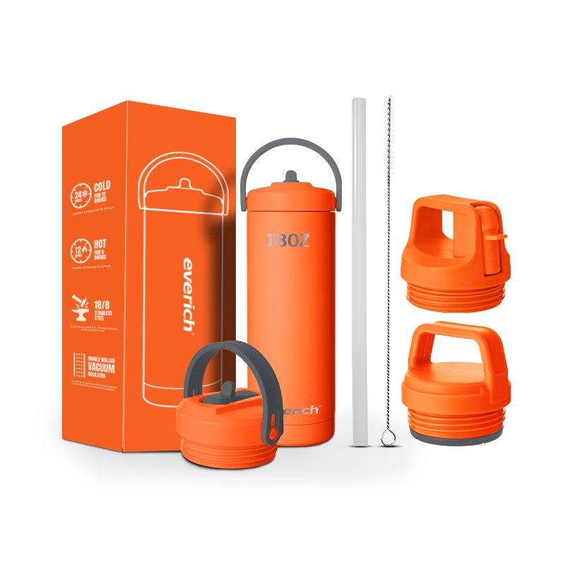 Everich Wholesale 18oz 32oz 40oz 64oz Double Wall Vacuum Flask Insulated Stainless Steel Water Bottle with Sports Lids