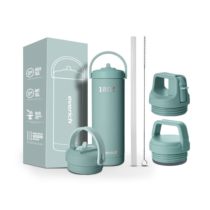 Everich Wholesale 18oz 32oz 40oz 64oz Double Wall Vacuum Flask Insulated Stainless Steel Water Bottle with Sports Lids