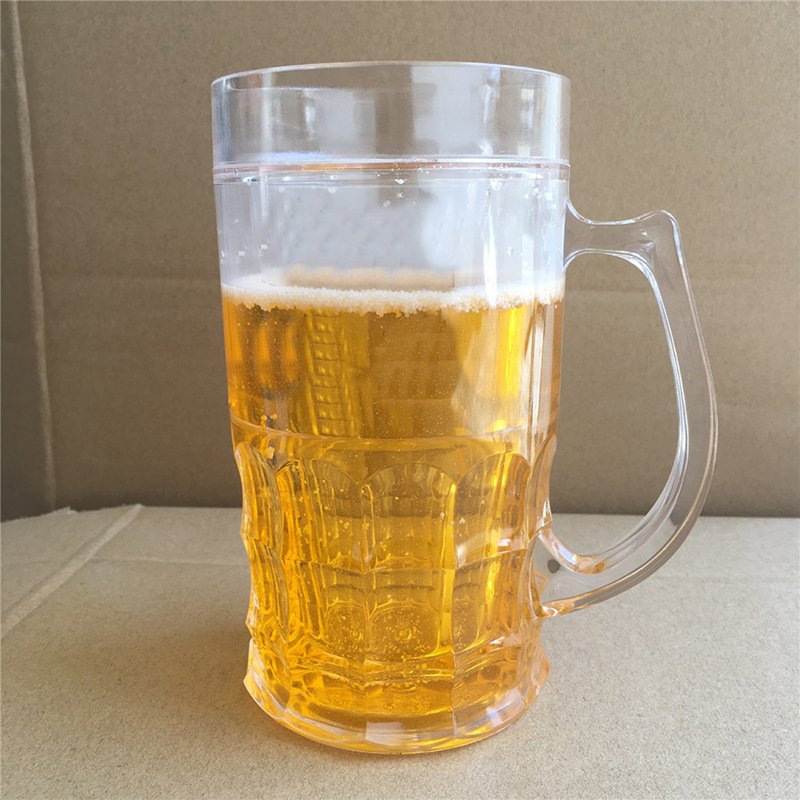 Reihey Glass Beer Cup Glass Mugs for Freezer Solid Heavy Large Beer Glasses with Handle Beer Cups Drinking Glasses 380ml