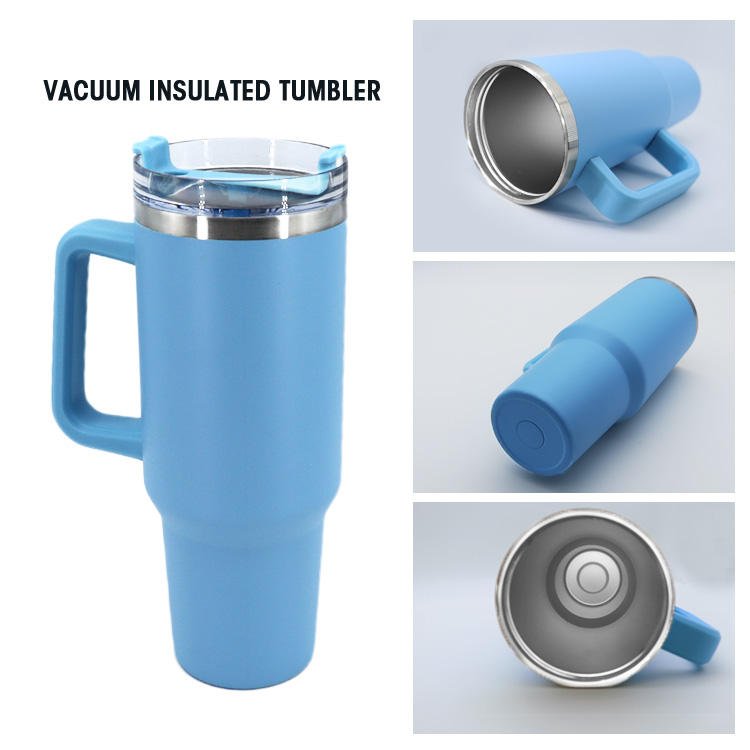 Custom Hot Selling Tumbler with Handle and Straw Lid Insulated Double Wall Cup Reusable Stainless Steel Water Bottle