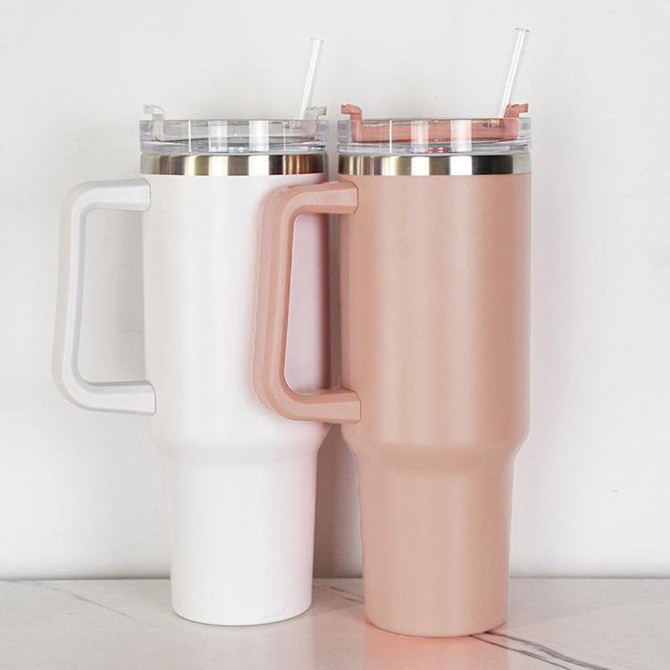 Custom Hot Selling Tumbler with Handle and Straw Lid Insulated Double Wall Cup Reusable Stainless Steel Water Bottle