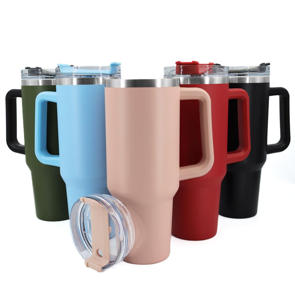 Custom Hot Selling Tumbler with Handle and Straw Lid Insulated Double Wall Cup Reusable Stainless Steel Water Bottle
