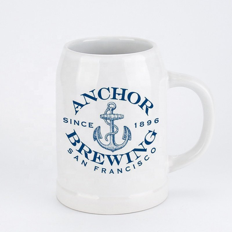 Cheap promotional 500ml beer steins custom logo 16oz ceramic beer mugs
