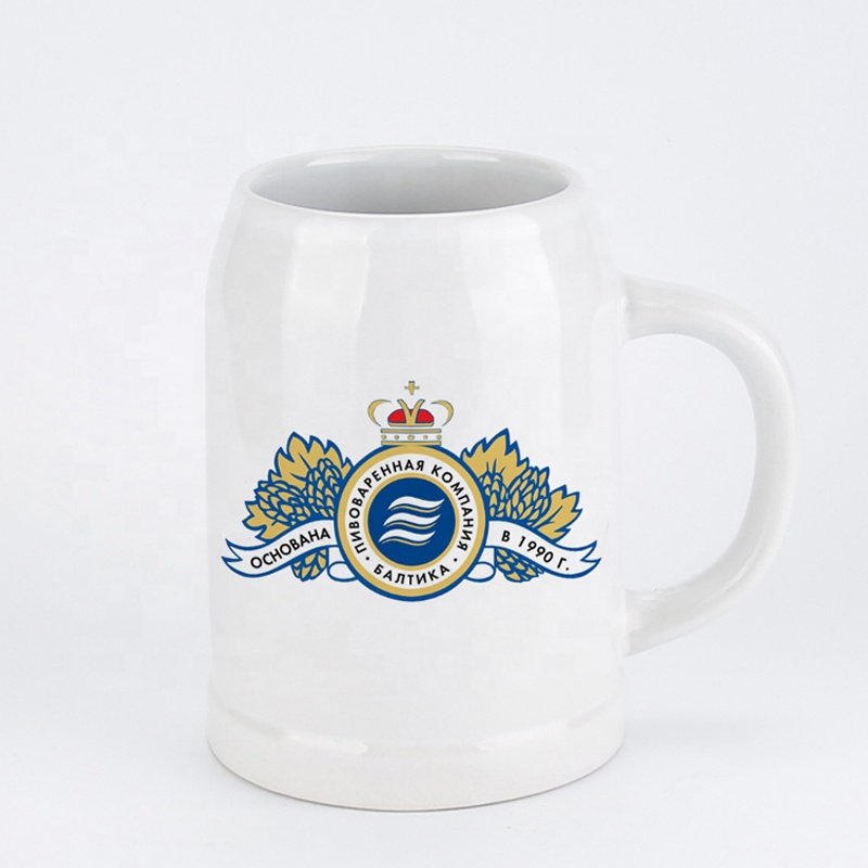 Cheap promotional 500ml beer steins custom logo 16oz ceramic beer mugs