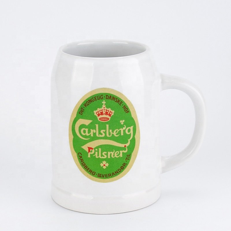 Cheap promotional 500ml beer steins custom logo 16oz ceramic beer mugs