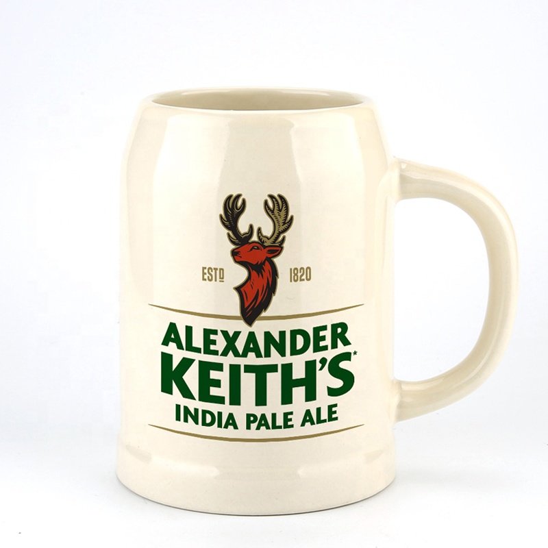 Cheap promotional 500ml beer steins custom logo 16oz ceramic beer mugs