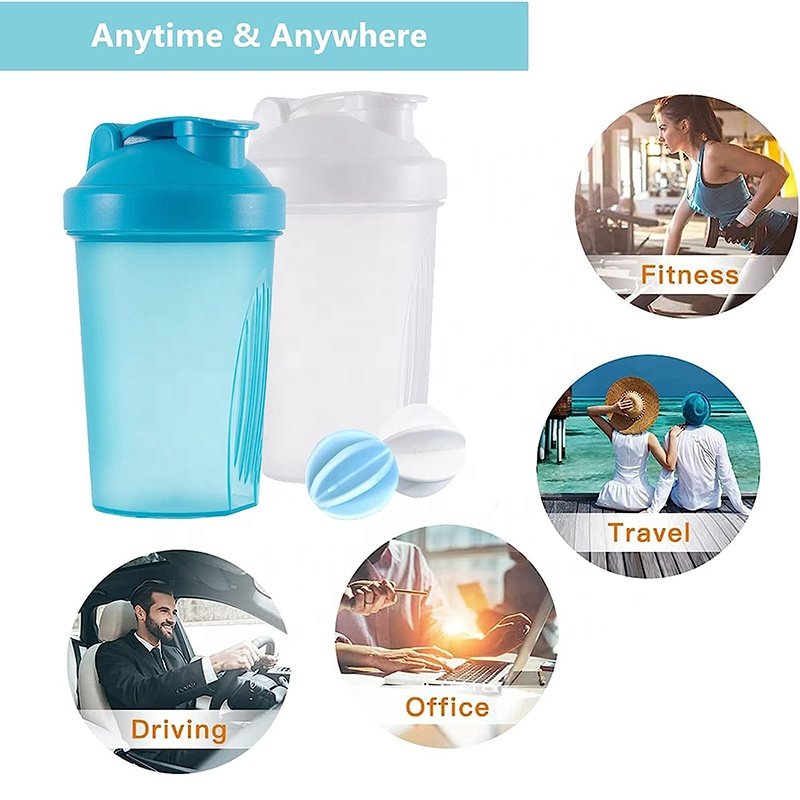 Good Quality Gym Shaker Bottle DIY Plastic Water Bottle Shakes Cup BPA Free 13.5oz / 400ml Sports Protein Shaker