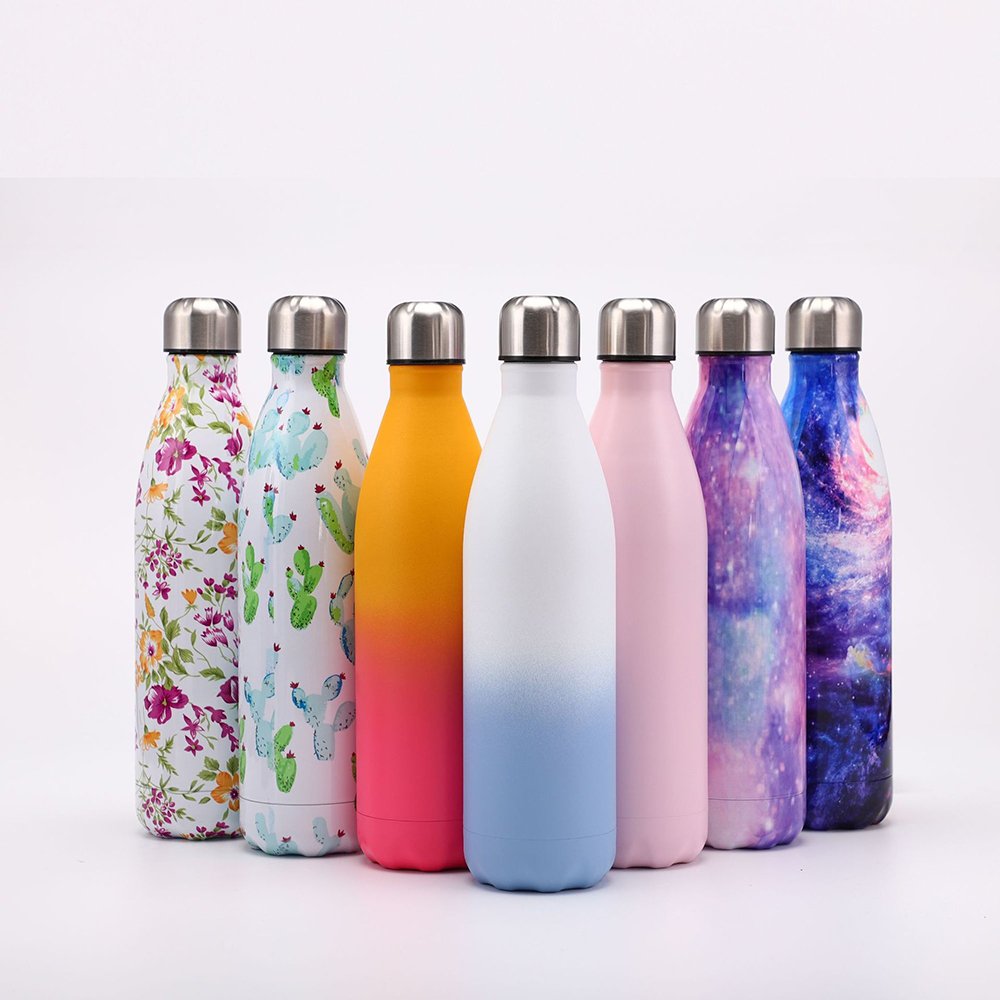 Custom Logo 350ml 500ml 750ml 1000ml Sports Gym Flask Thermal Insulated Double Walled Cola Shape Stainless Steel Water Bottle