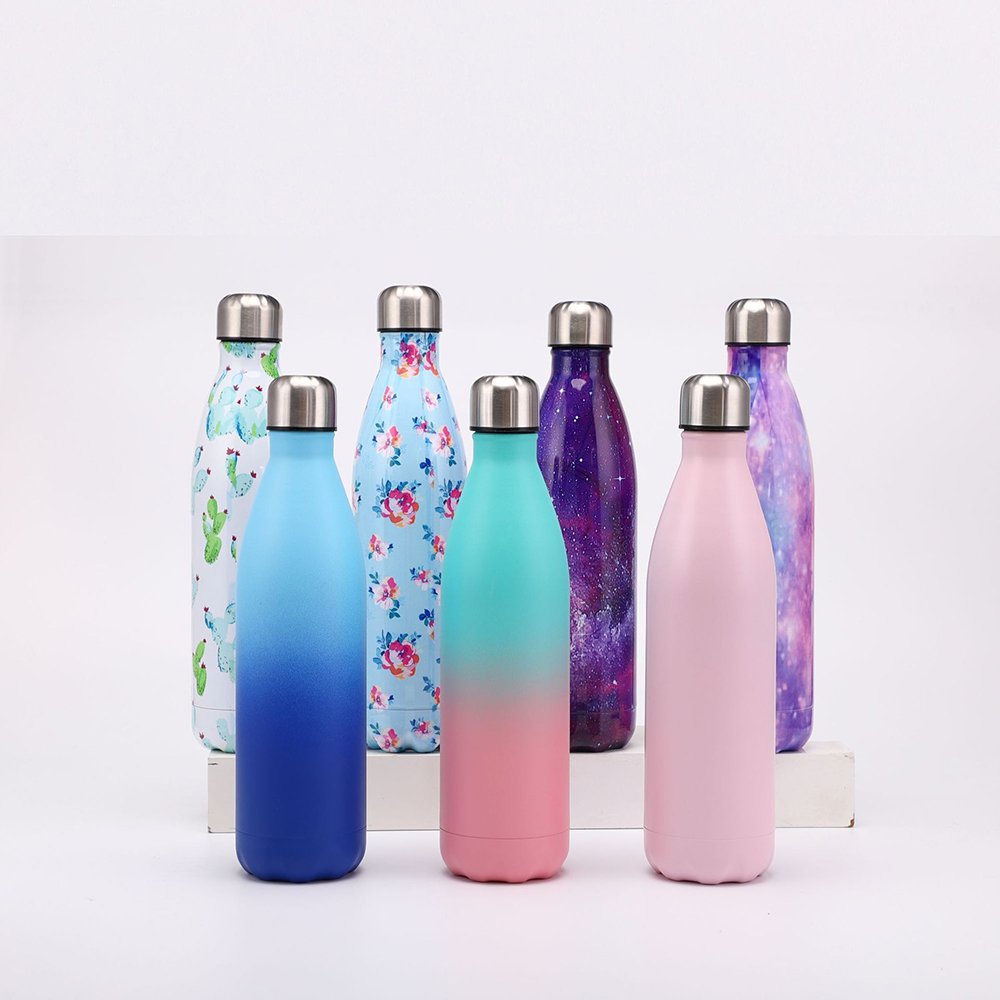 Custom Logo 350ml 500ml 750ml 1000ml Sports Gym Flask Thermal Insulated Double Walled Cola Shape Stainless Steel Water Bottle