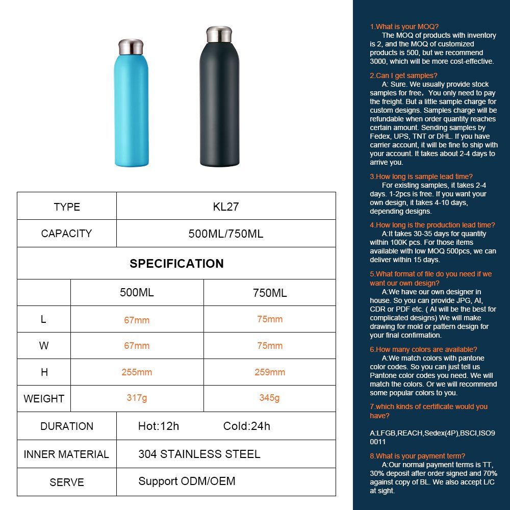 Custom Logo Double Wall Insulated Vacuum Flask Sport Water Bottle Stainless Steel Vacuum Flask Thermo