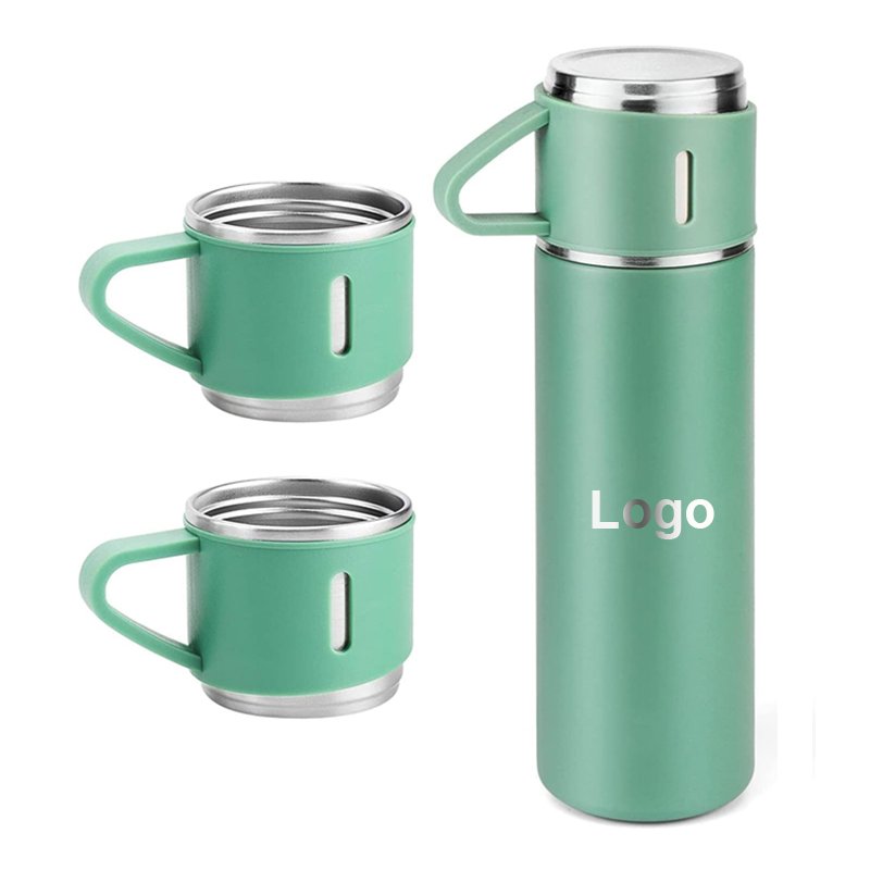 Business 500ml Gift Box Set Portable Business Cup Stainless Steel Thermos Cup One Cup Flasks Water Bottle With 3 Lids