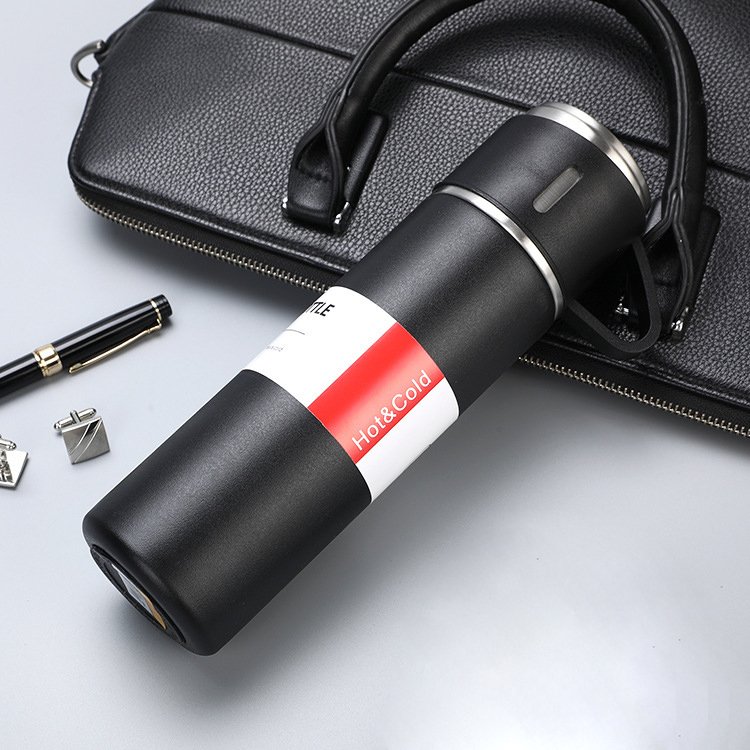 Business 500ml Gift Box Set Portable Business Cup Stainless Steel Thermos Cup One Cup Flasks Water Bottle With 3 Lids