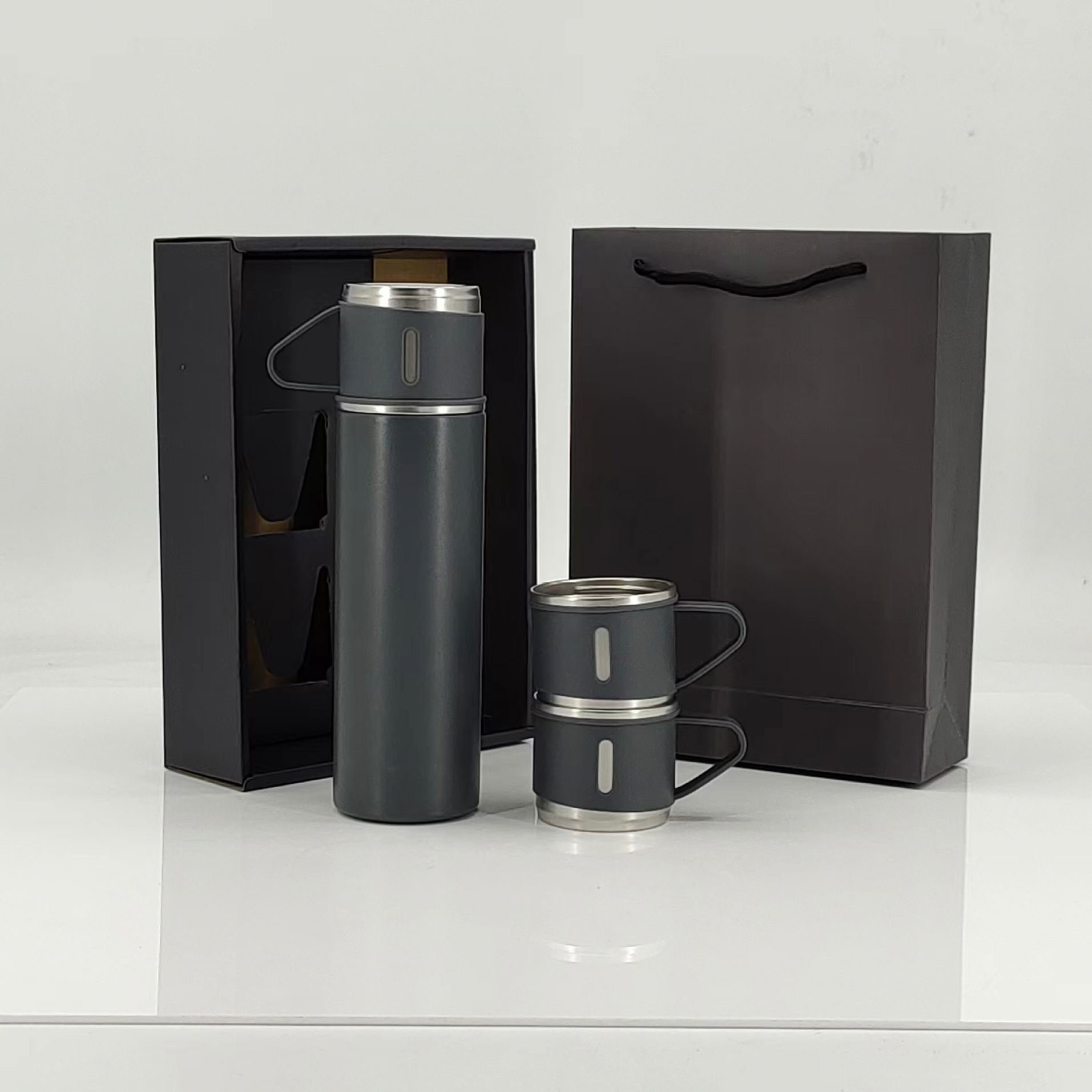 Custom logo luxury Corporate Business Gift box set drinkware set thermos Vacuum flask stainless steel water bottle with 2 cup