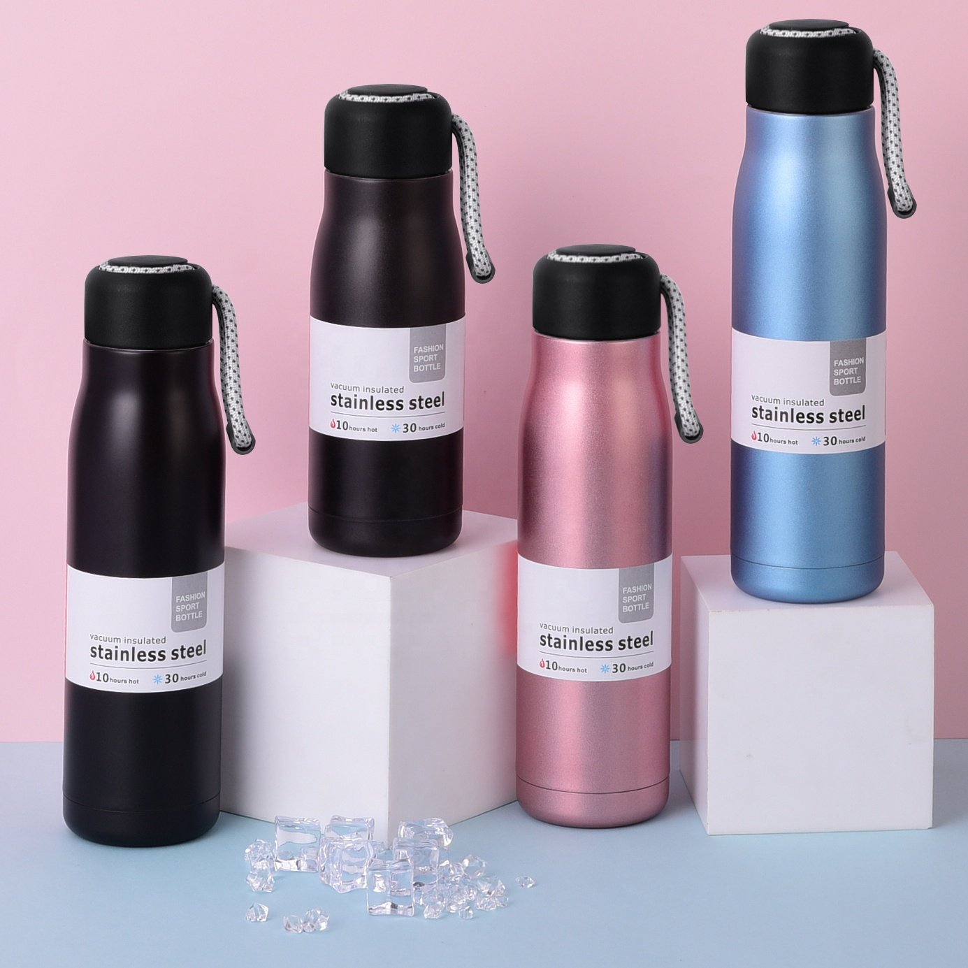 Double Wall Stainless Steel Vacuum Flask Outdoor Knight Cold Hot Water Bottle With Lid And Rope Handle