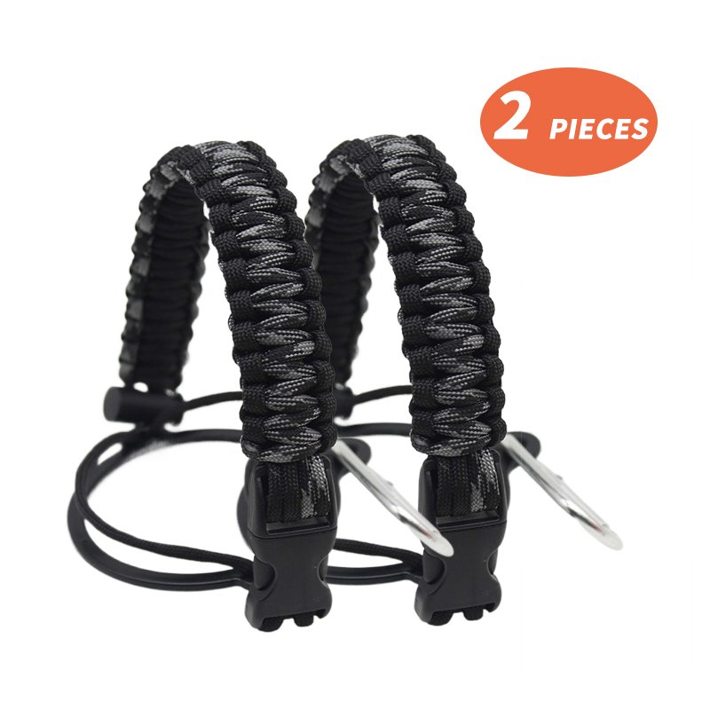 Custom Logo Paracord Carrier Safety Ring and Carabiner for Wide Mouth Water Bottles for Hiking and Camping Vacuum Flasks