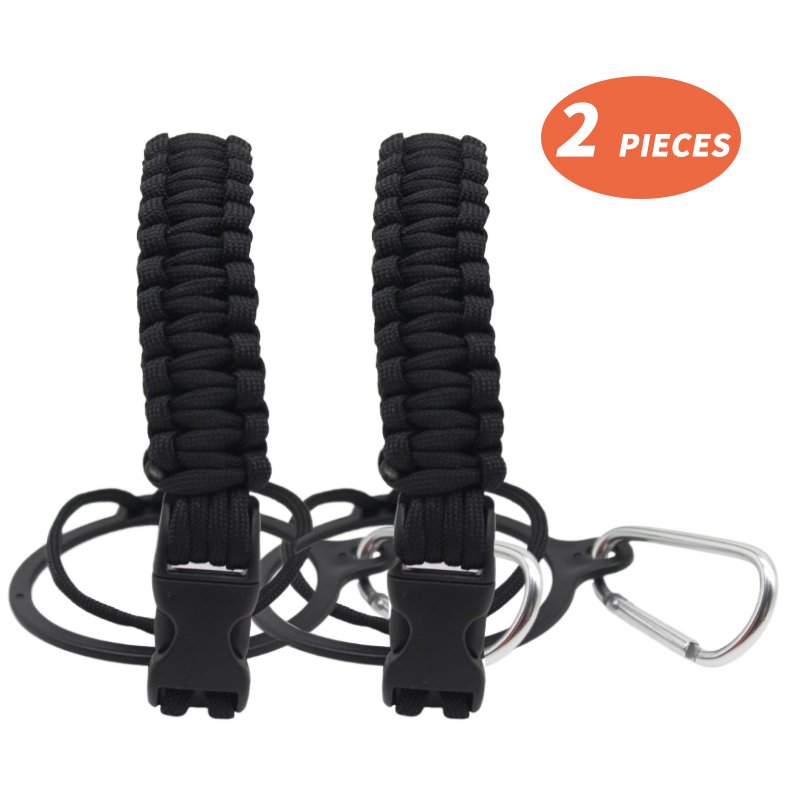 Custom Logo Paracord Carrier Safety Ring and Carabiner for Wide Mouth Water Bottles for Hiking and Camping Vacuum Flasks
