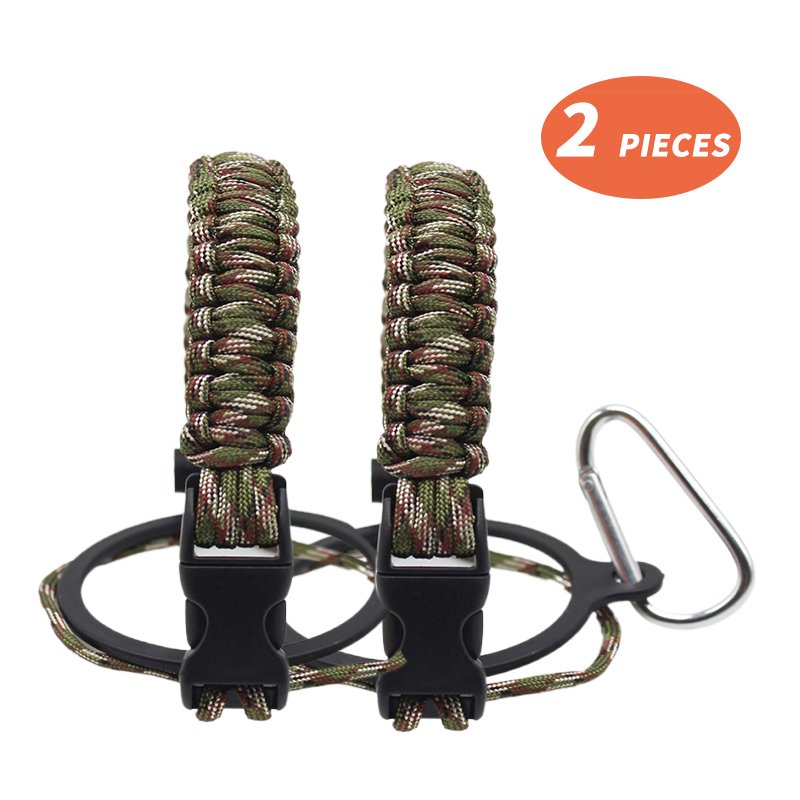 Custom Logo Paracord Carrier Safety Ring and Carabiner for Wide Mouth Water Bottles for Hiking and Camping Vacuum Flasks