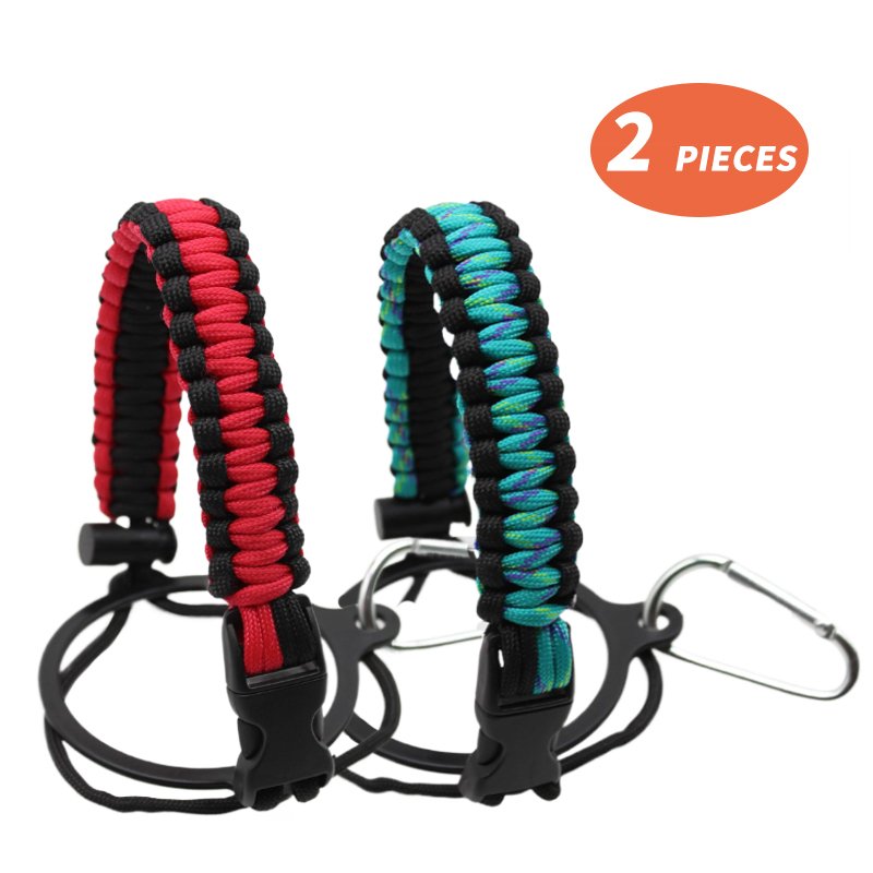 Custom Logo Paracord Carrier Safety Ring and Carabiner for Wide Mouth Water Bottles for Hiking and Camping Vacuum Flasks