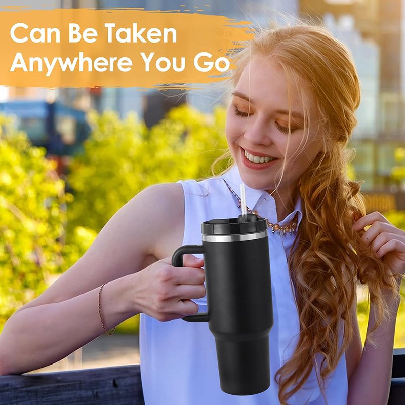XD961 Customized Logo Water Bottles Stainless Steel Double Wall Vacuum Travel Coffee Mug/Cup Thermos 30/40oz Tumbler with Handle