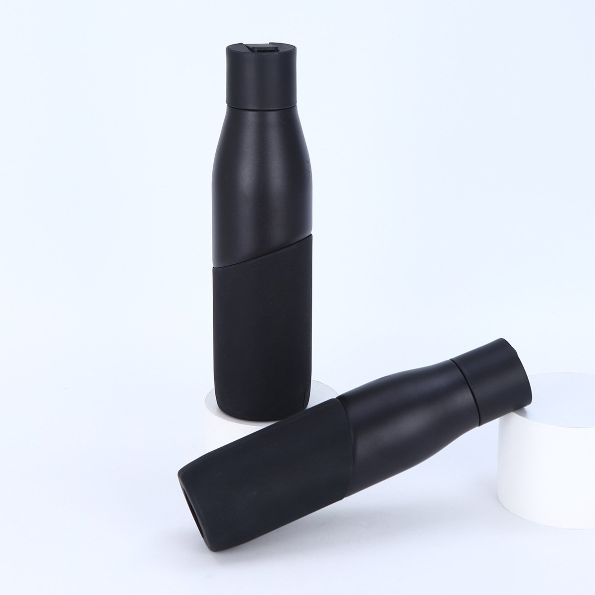 WHOLESALE PROMOTIONAL 550ML SPORTS OUTDOOR PORTABLE STAINLESS STEEL DOUBLE WALL VACUUM FLASK WATER BOTTLE W SILICONE SLEEVE