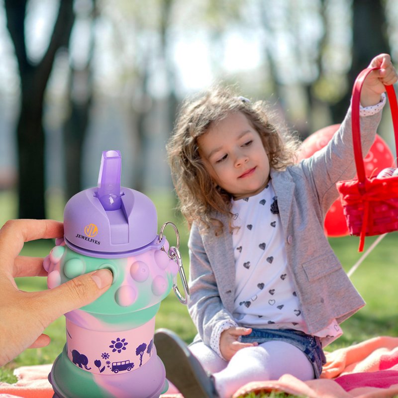 Patent Silicone Pop Bouteilles Sensory Stress Relief Gifts for Kids Verseau Drinkware Push Bubble Pop Water Bottle For Students