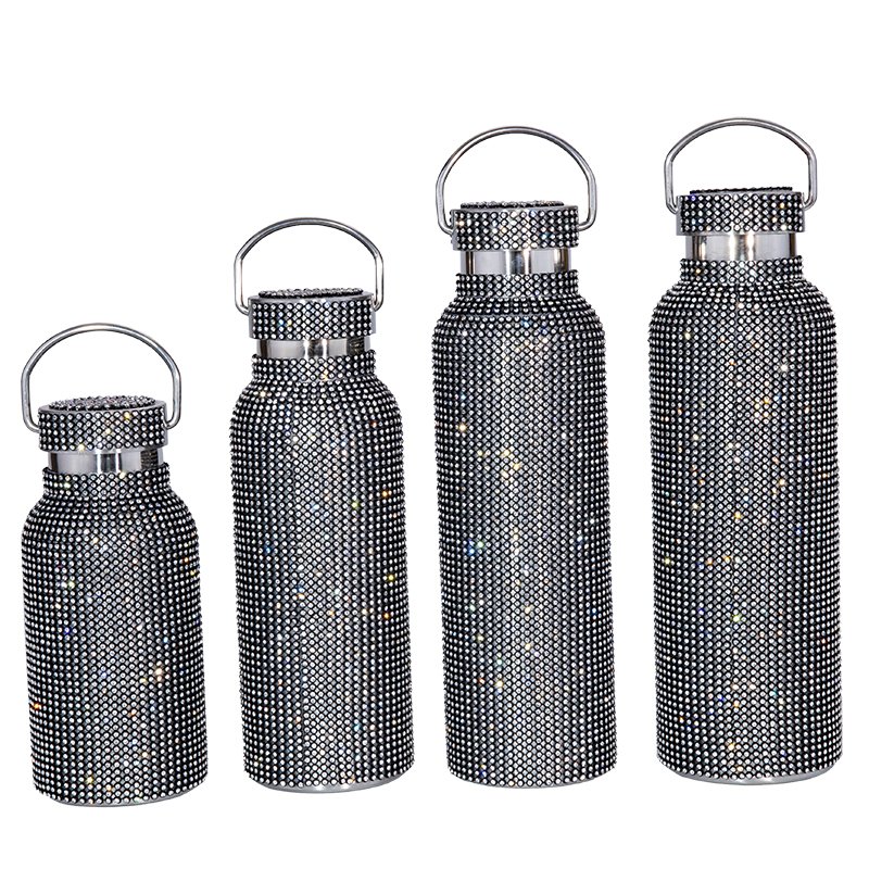 750ml Diamond Water Bottle Rhinestone tumbler Bling Cup Vacuum Flask Diamond Glitter Thermoses for Women Water Bottle