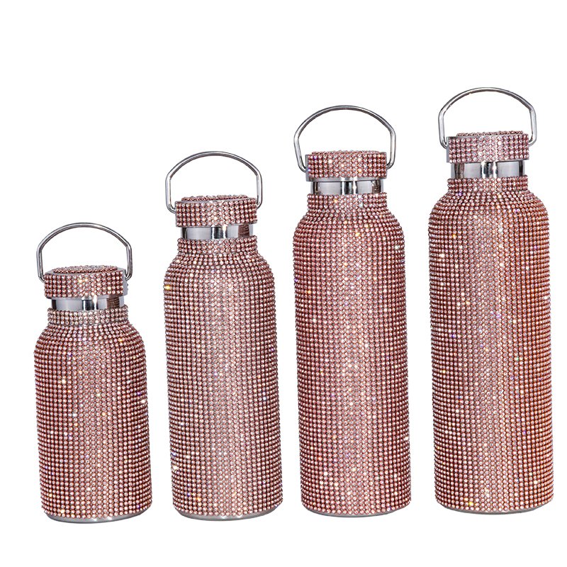 750ml Diamond Water Bottle Rhinestone tumbler Bling Cup Vacuum Flask Diamond Glitter Thermoses for Women Water Bottle