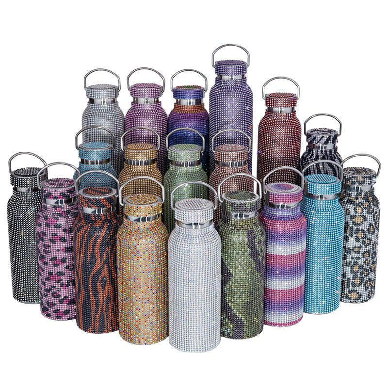 750ml Diamond Water Bottle Rhinestone tumbler Bling Cup Vacuum Flask Diamond Glitter Thermoses for Women Water Bottle