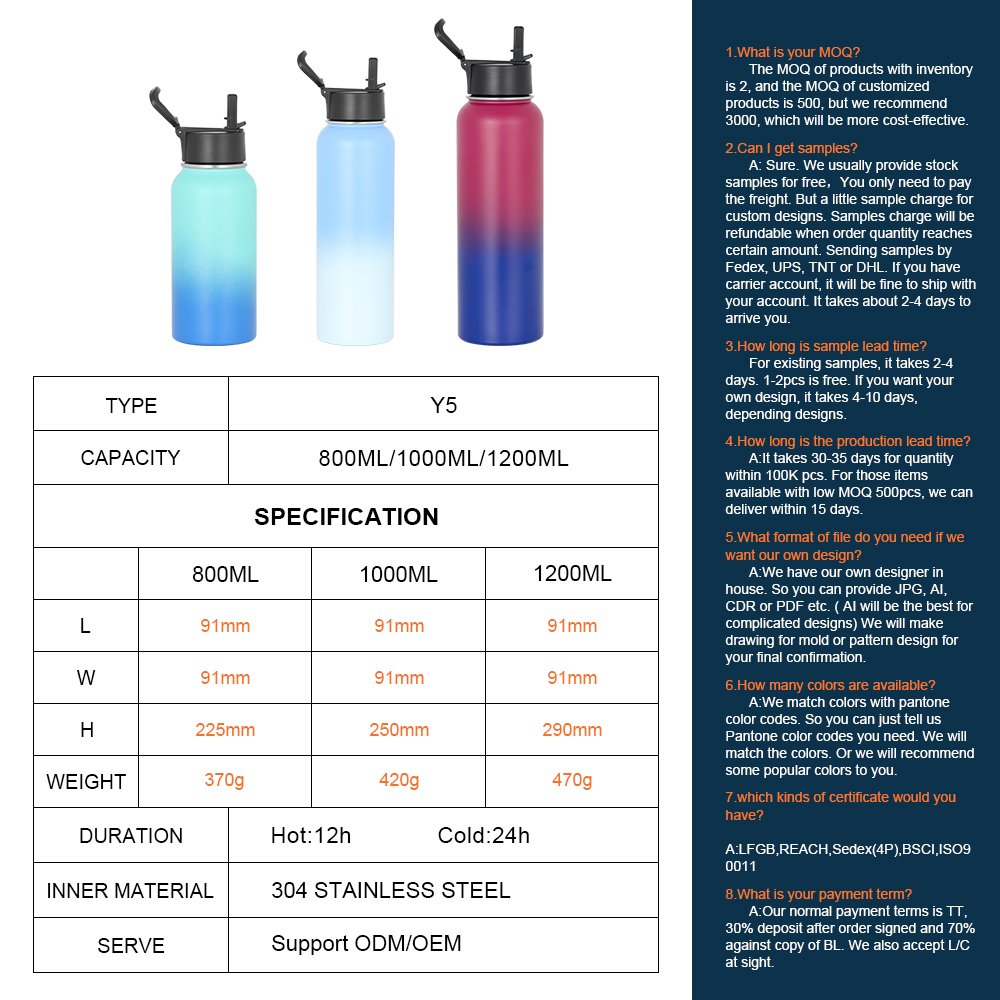 Custom Double Wall Insulated Large Vacuum Flasks Stainless Steel Sports Water Bottles Thermos Vacuum Flask
