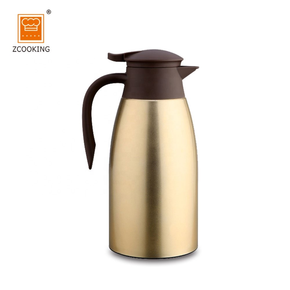Brown Color Double Wall Stainless Steel Kettle Thermos Water Bottle 1.5L/2L Hotel Restaurant Vacuum Flask
