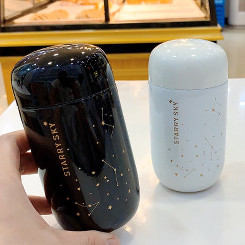 200ml Creative Mini Thermos Portable Cute 304 Stainless Steel Starry Sky Water Bottle Cup Vacuum Flask for Kids Girl Boy Student