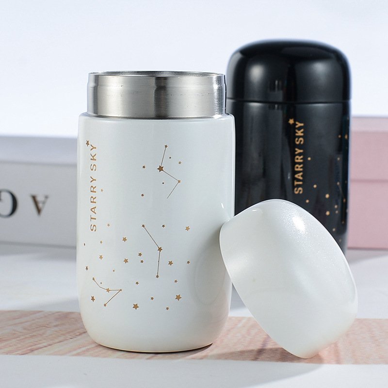 200ml Creative Mini Thermos Portable Cute 304 Stainless Steel Starry Sky Water Bottle Cup Vacuum Flask for Kids Girl Boy Student
