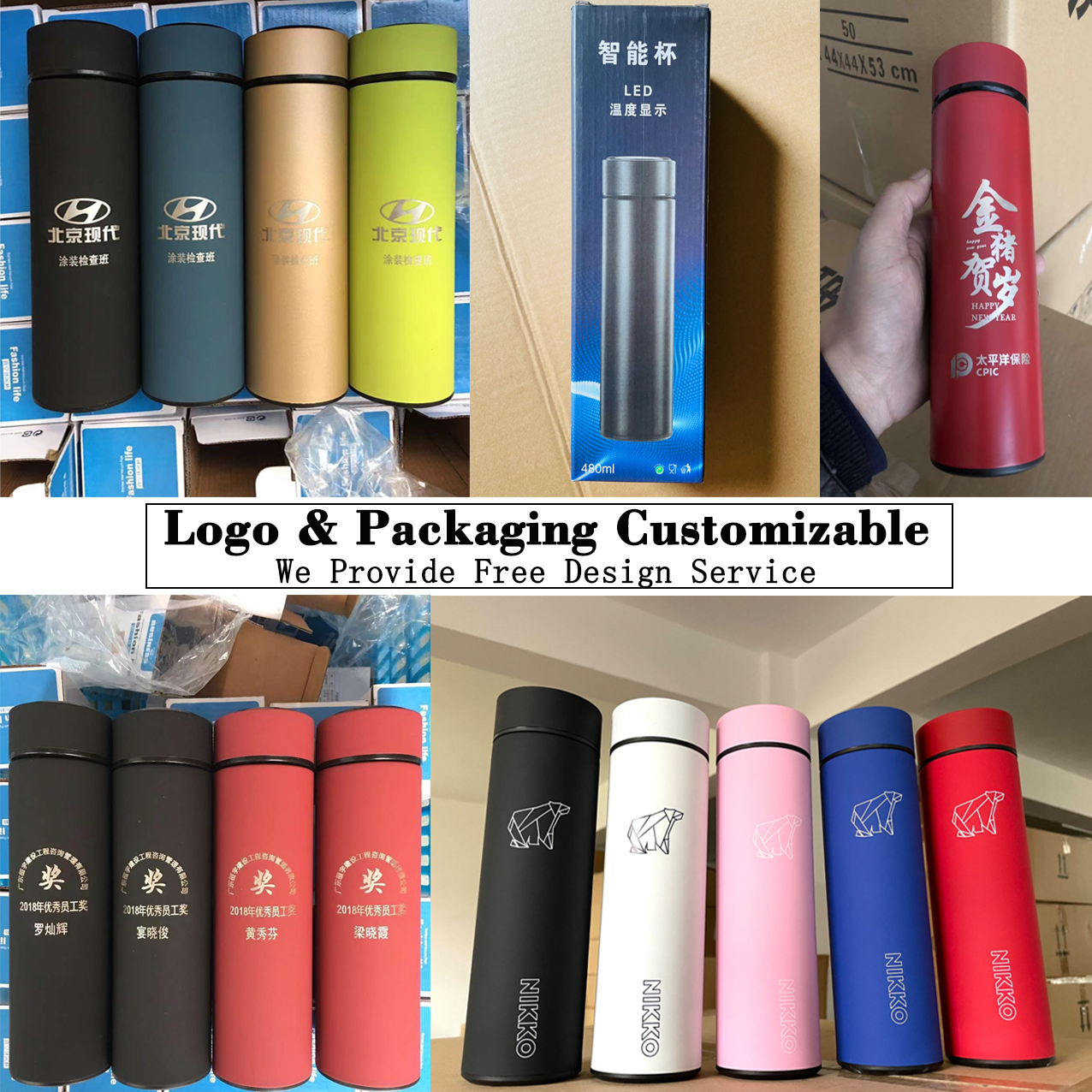 Custom 500ml Sports Flask Smart Vacuum Insulated Thermos Water Bottle with LED Temperature Display Tea Infuser Feature
