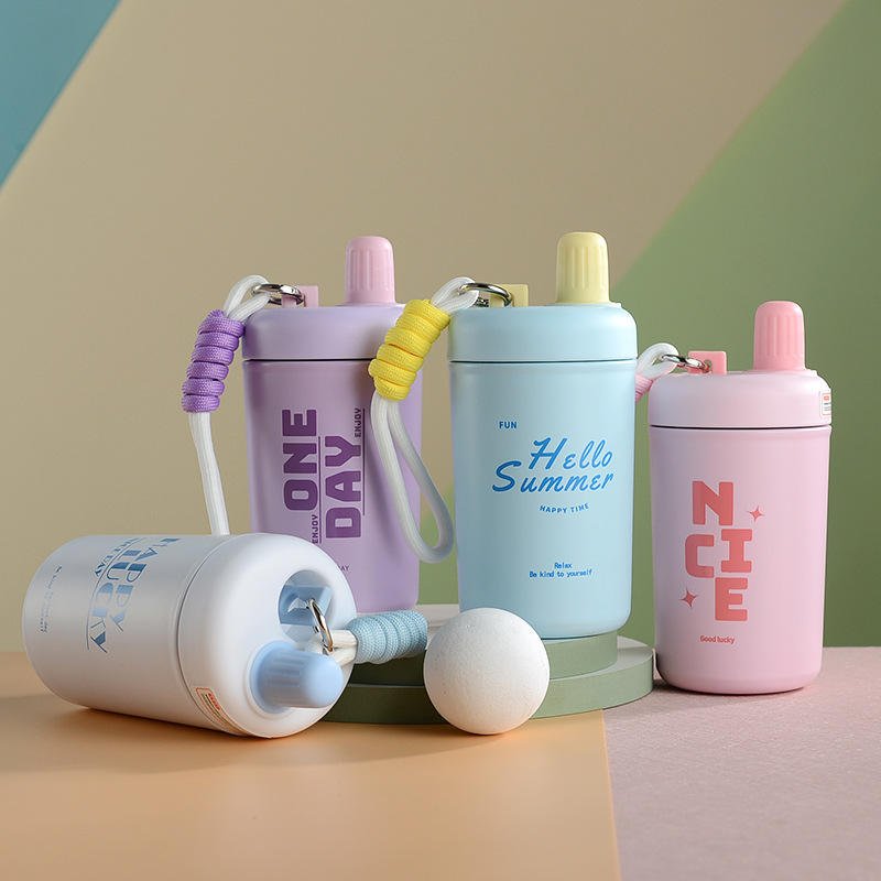 LeMuna 450ml girls portable double wall vacuum thermos cup stainless steel insulated kids school water bottle