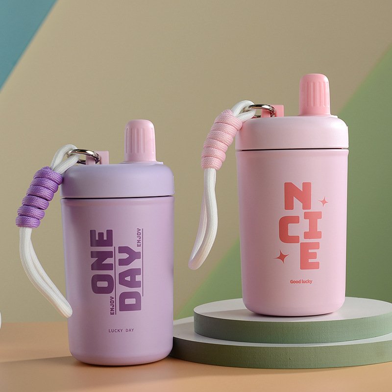 LeMuna 450ml girls portable double wall vacuum thermos cup stainless steel insulated kids school water bottle