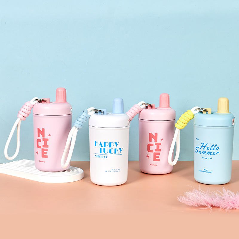 LeMuna 450ml girls portable double wall vacuum thermos cup stainless steel insulated kids school water bottle